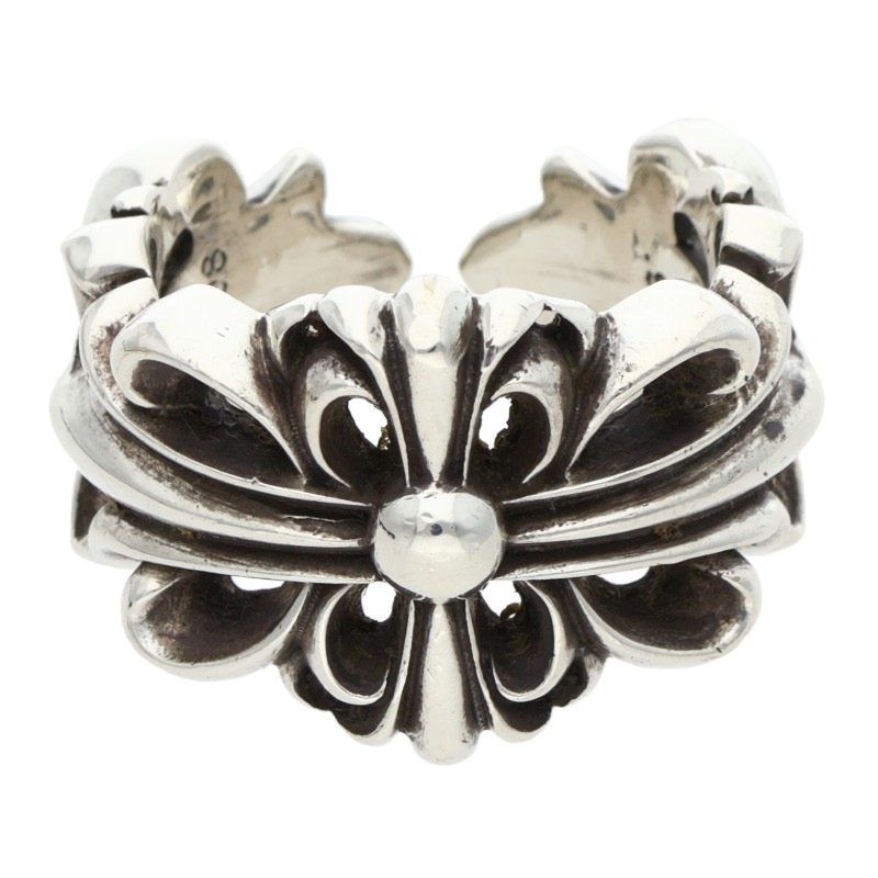 Chrome Hearts Dbl Flrl Crs Double Floral Cross Silver Ring