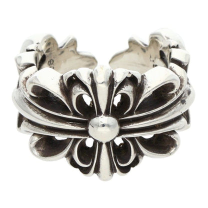 Chrome Hearts Dbl Flrl Crs Double Floral Cross Silver Ring