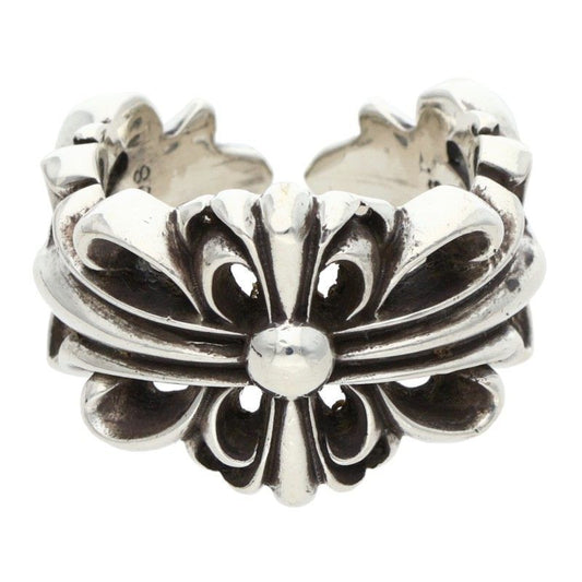 Chrome Hearts Dbl Flrl Crs Double Floral Cross Silver Ring