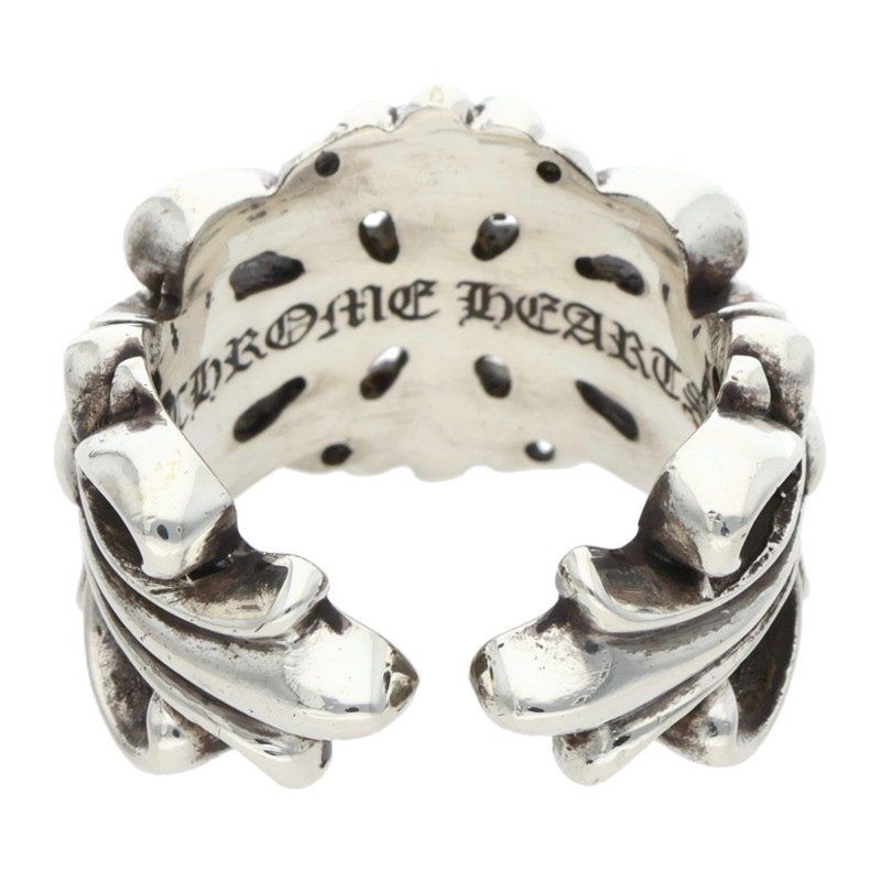 Chrome Hearts Dbl Flrl Crs Double Floral Cross Silver Ring — view 2