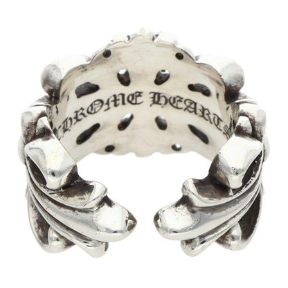 Chrome Hearts Dbl Flrl Crs Double Floral Cross Silver Ring — view 2