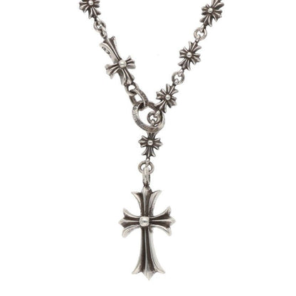 Chrome Hearts Chke Chn Tnye CH Crs Choke Chain Rosary Silver Necklace — view 3