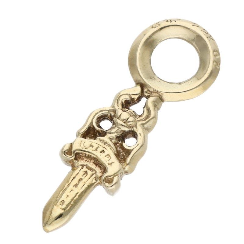Chrome Hearts 22k Stack Dagger Charm Gold Necklace Top — view 2