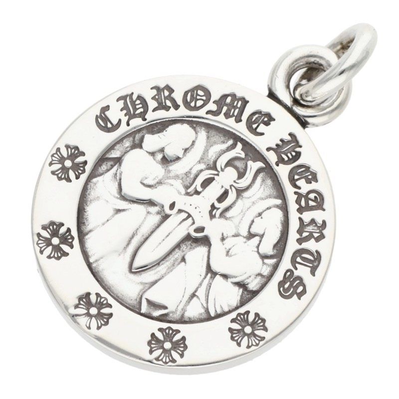 Chrome Hearts Chrm Angl Mdl Angel Medal Charm V2 Silver Necklace Top
