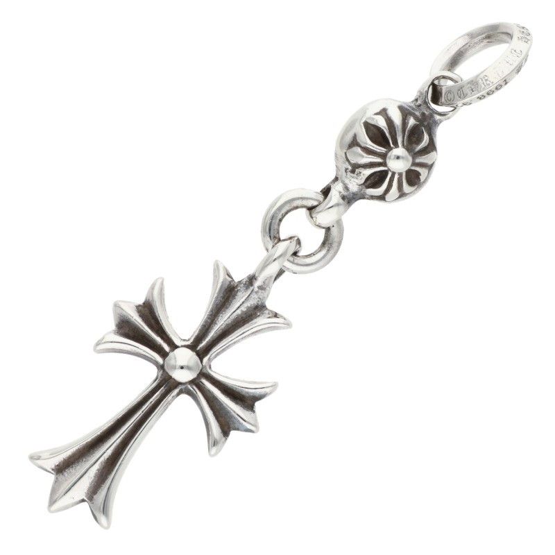 Chrome Hearts Tny CH Crs 1 Ball Tiny CH Cross Charm Silver Necklace Top — view 2