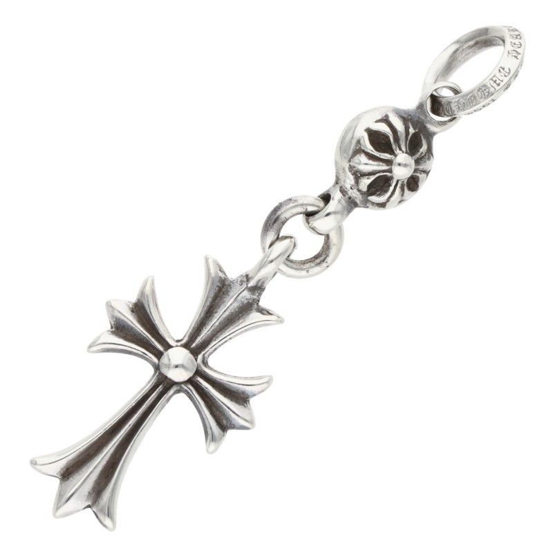 Chrome Hearts Tny CH Crs 1 Ball Tiny CH Cross Charm Silver Necklace Top