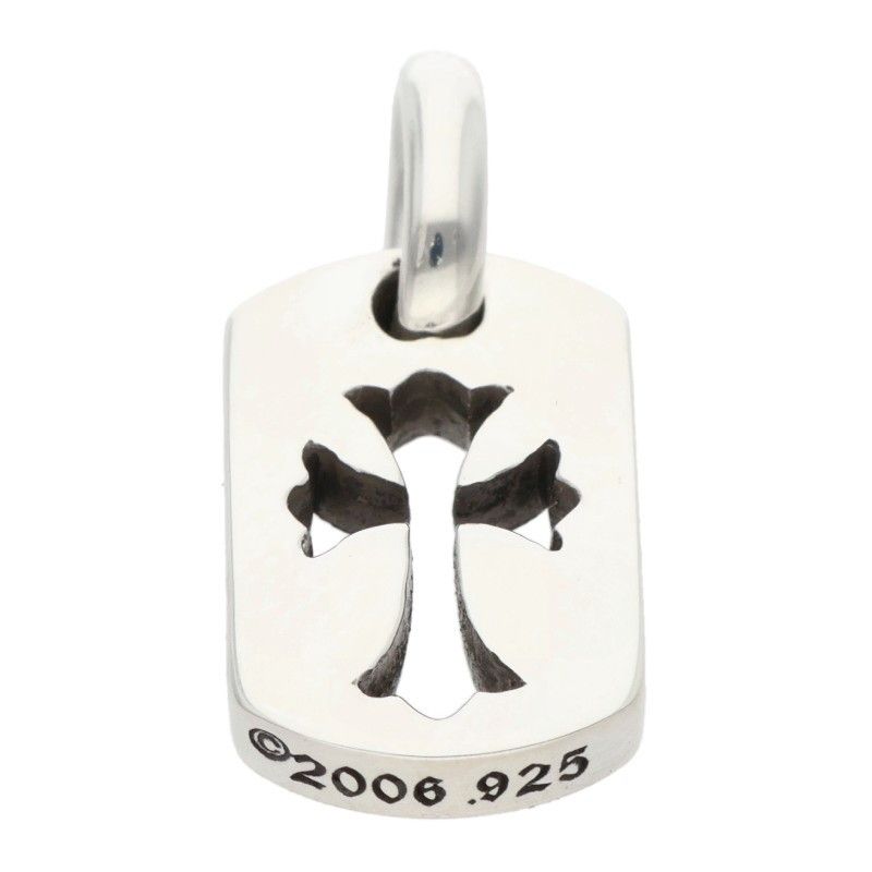 Chrome Hearts DT Tny CO Crs Tiny Cutout Cross Dog Tag Charm Silver Necklace Top — view 4