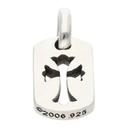Chrome Hearts DT Tny CO Crs Tiny Cutout Cross Dog Tag Charm Silver Necklace Top — view 4