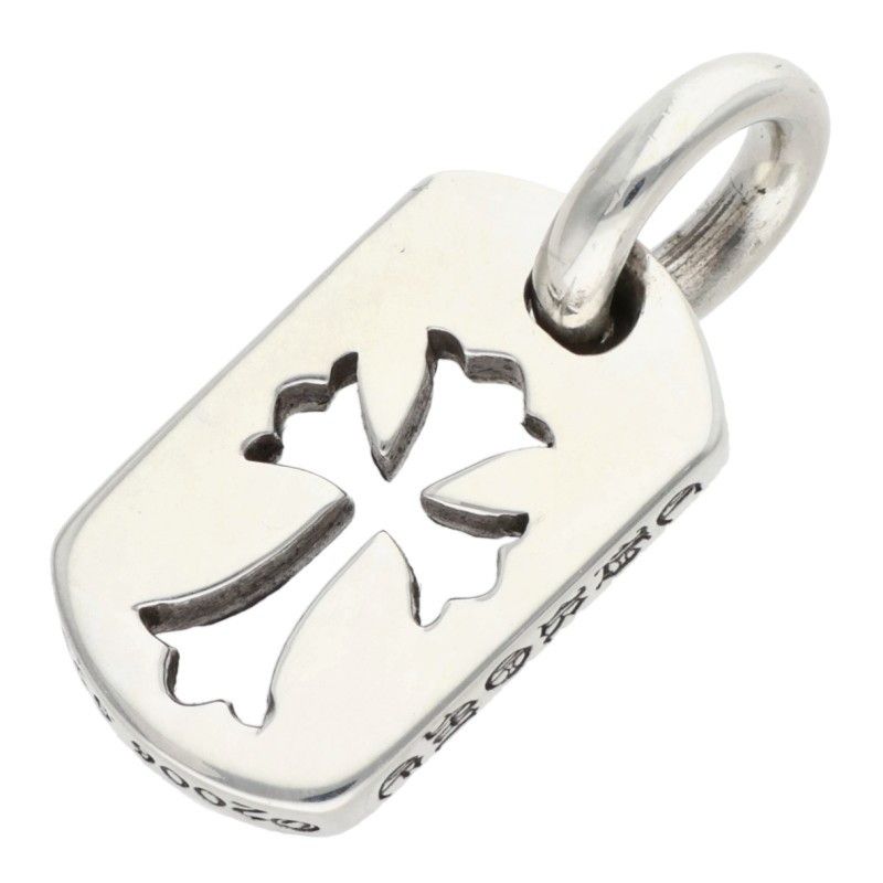 Chrome Hearts DT Tny CO Crs Tiny Cutout Cross Dog Tag Charm Silver Necklace Top — view 2