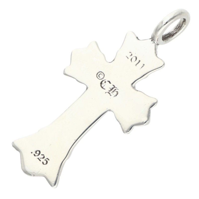 Chrome Hearts Dbl CH Crs Double CH Cross Charm Silver Necklace Top — view 2