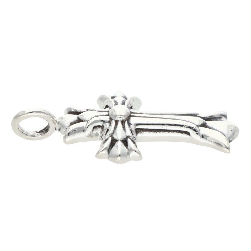 Chrome Hearts Dbl CH Crs Double CH Cross Charm Silver Necklace Top — view 3