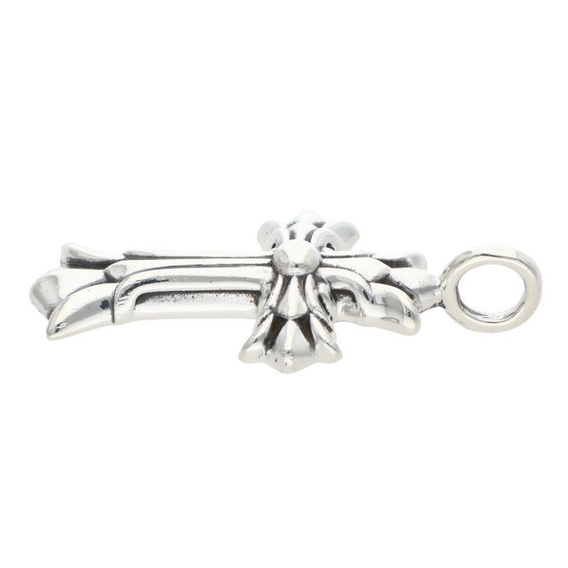 Chrome Hearts Dbl CH Crs Double CH Cross Charm Silver Necklace Top — view 4