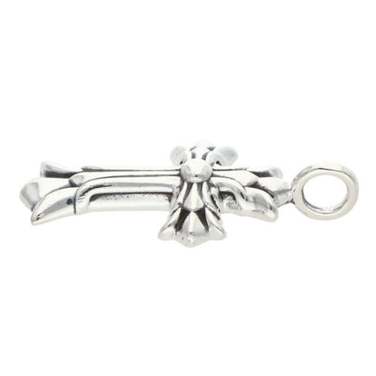 Chrome Hearts Dbl CH Crs Double CH Cross Charm Silver Necklace Top — view 4