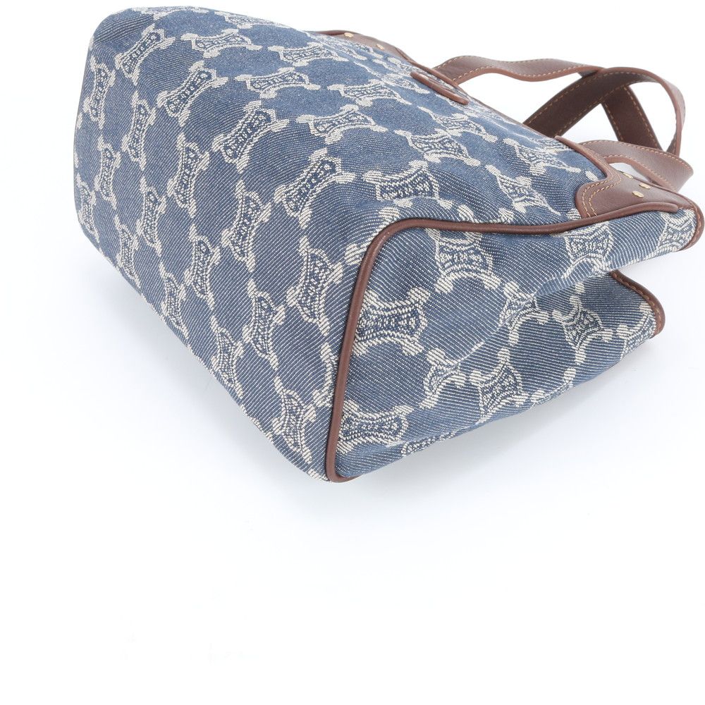 Celine Macadam Leather Denim Handbag Tote Rne — view 5