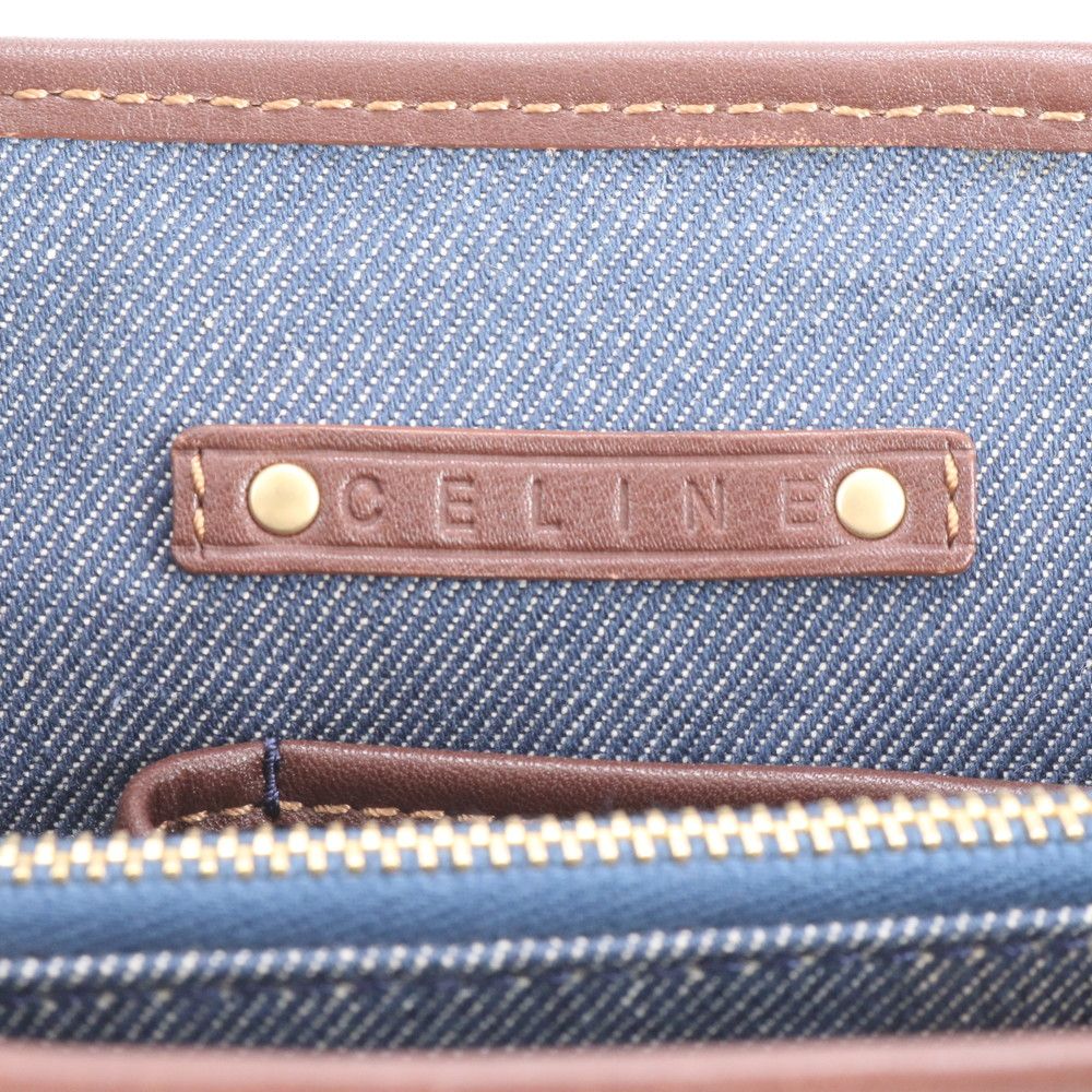 Celine Macadam Leather Denim Handbag Tote Rne — view 9