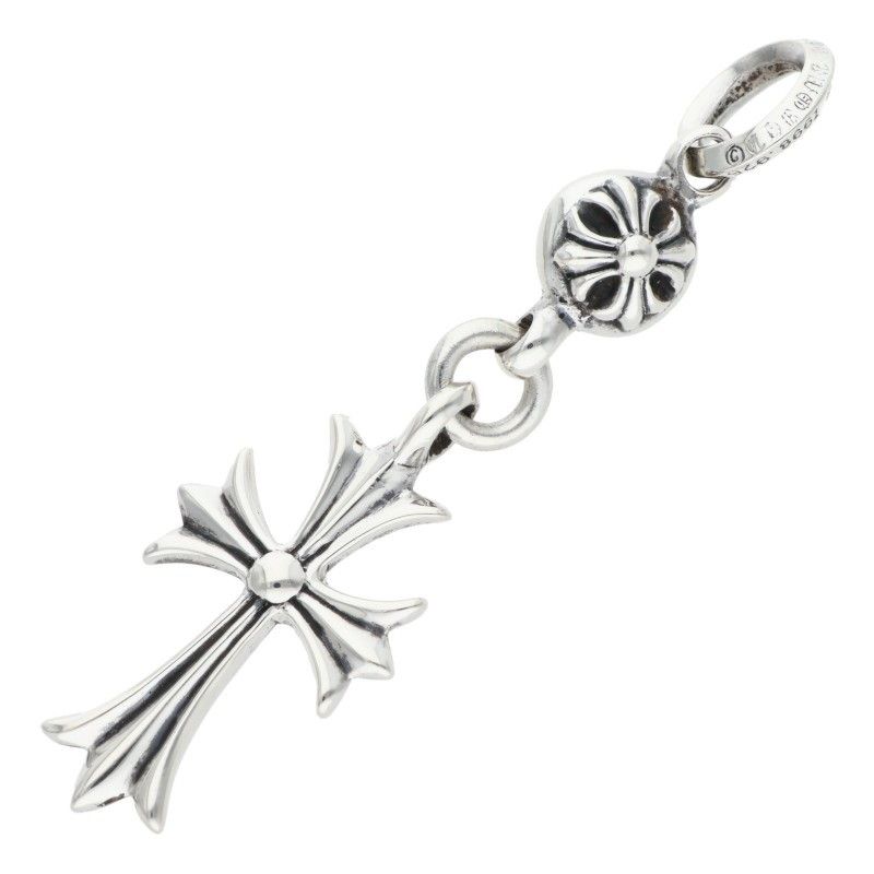 Chrome Hearts Tny CH Crs 1 Ball Tiny CH Cross Charm Silver Necklace Top
