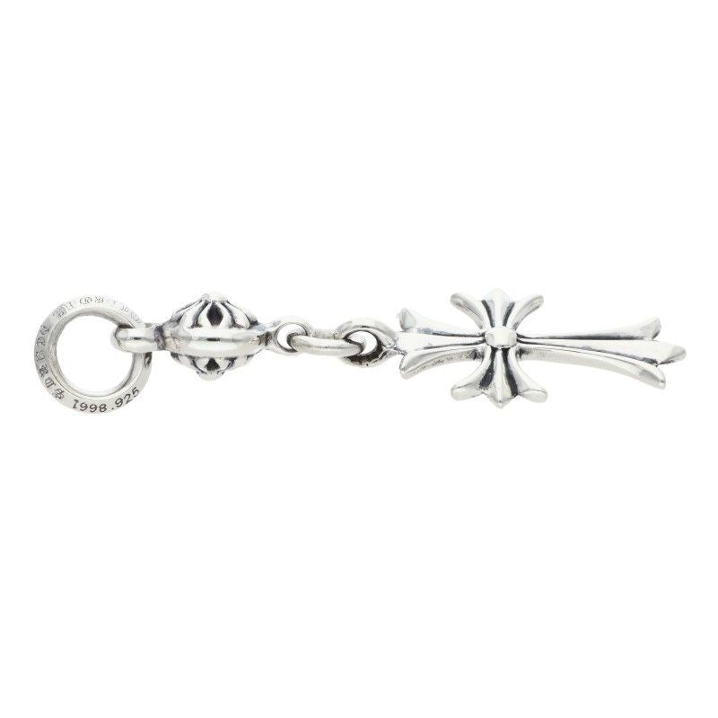 Chrome Hearts Tny CH Crs 1 Ball Tiny CH Cross Charm Silver Necklace Top — view 3