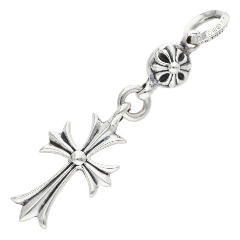 Chrome Hearts Tny CH Crs 1 Ball Tiny CH Cross Charm Silver Necklace Top — view 2