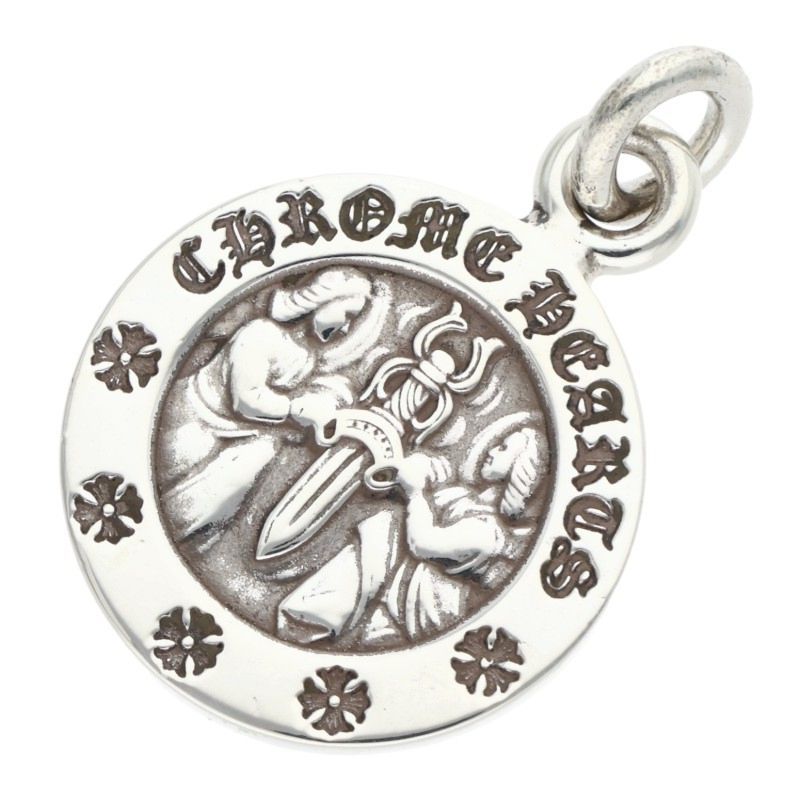 Chrome Hearts Chrm Angl Mdl Angel Medal Charm V2 Silver Necklace Top