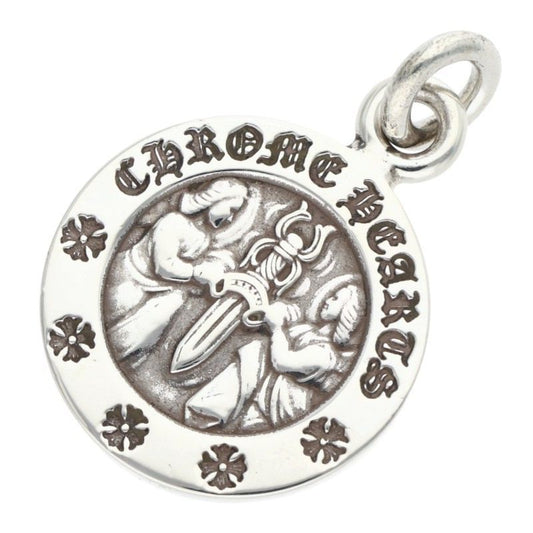 Chrome Hearts Chrm Angl Mdl Angel Medal Charm V2 Silver Necklace Top