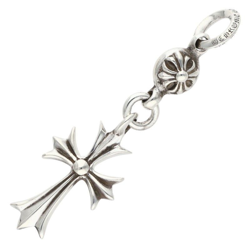 Chrome Hearts Tny CH Crs 1 Ball Tiny CH Cross Charm Silver Necklace Top