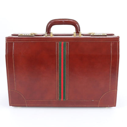 Gucci Sherry Line Leather Attache Case Hard Document Business Briefcase Trip Ene