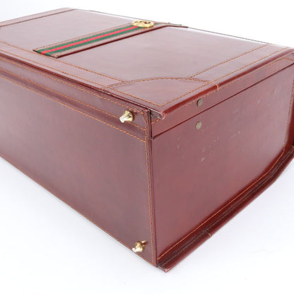Gucci Sherry Line Leather Attache Case Hard Document Business Briefcase Trip Ene — view 4