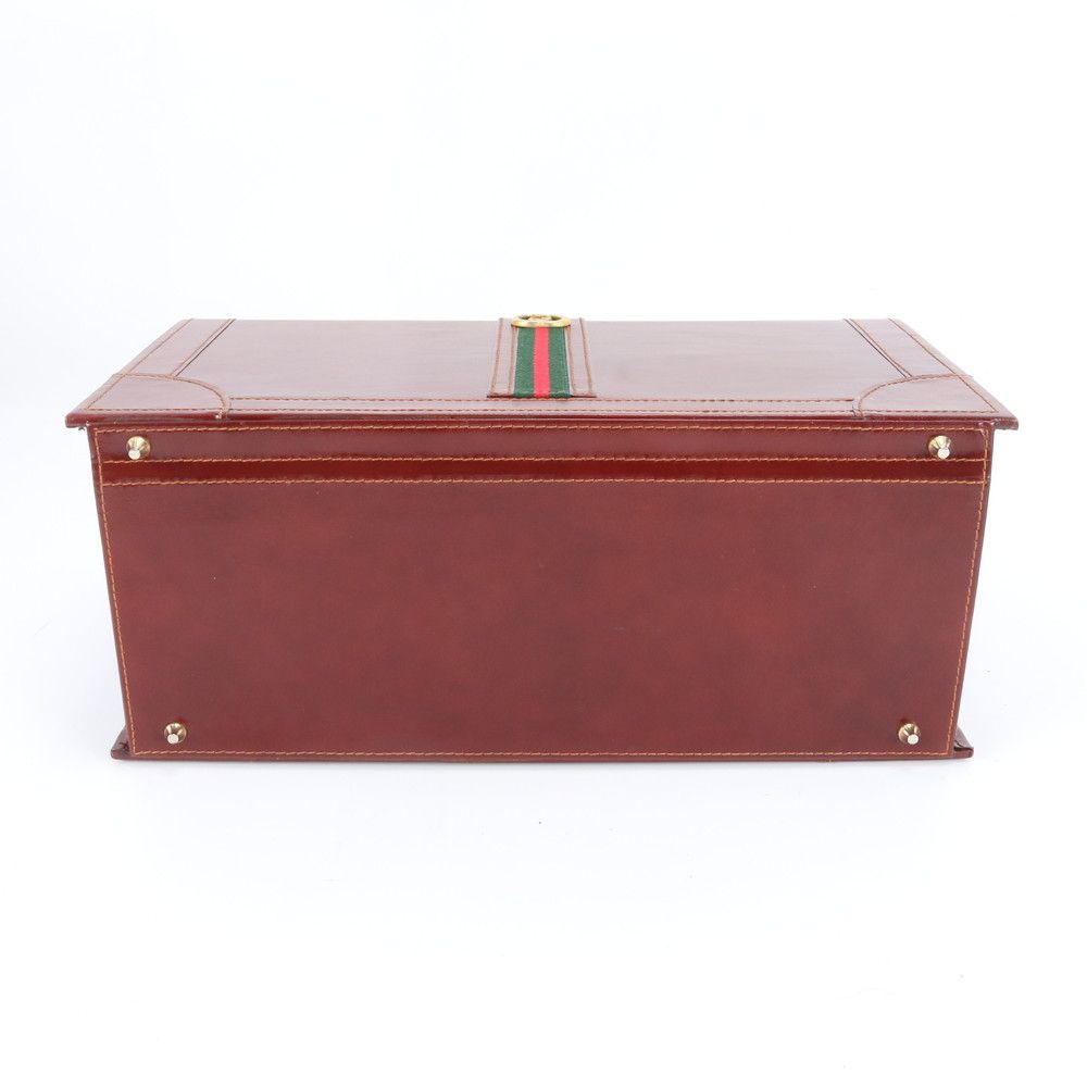 Gucci Sherry Line Leather Attache Case Hard Document Business Briefcase Trip Ene — view 5