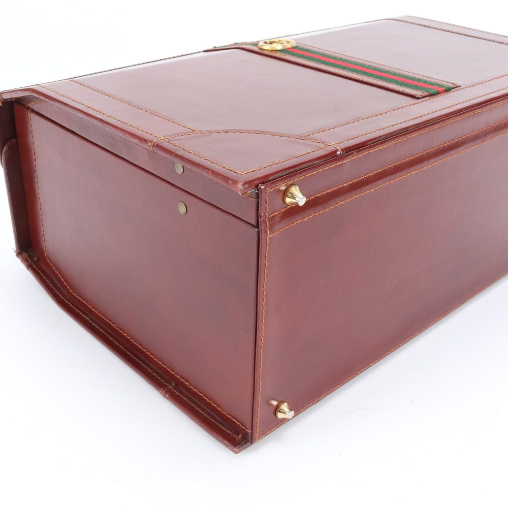 Gucci Sherry Line Leather Attache Case Hard Document Business Briefcase Trip Ene — view 3