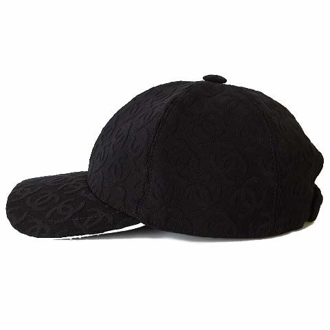 Chanel Cap Hat CC Logo All Over Pattern Silk Cotton Black White Hat Baseball Cap — view 3