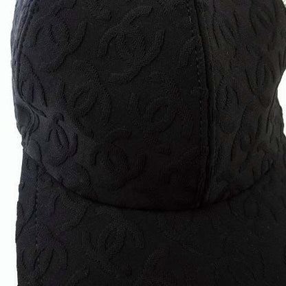 Chanel Cap Hat CC Logo All Over Pattern Silk Cotton Black White Hat Baseball Cap — view 7