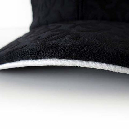 Chanel Cap Hat CC Logo All Over Pattern Silk Cotton Black White Hat Baseball Cap — view 8