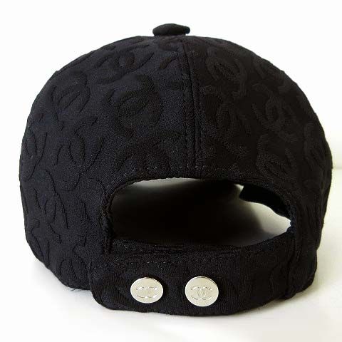 Chanel Cap Hat CC Logo All Over Pattern Silk Cotton Black White Hat Baseball Cap — view 4