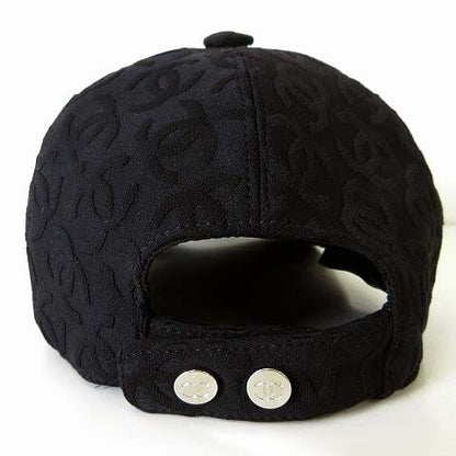 Chanel Cap Hat CC Logo All Over Pattern Silk Cotton Black White Hat Baseball Cap — view 4