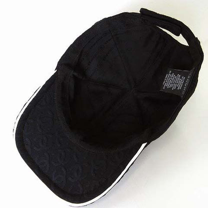 Chanel Cap Hat CC Logo All Over Pattern Silk Cotton Black White Hat Baseball Cap — view 5