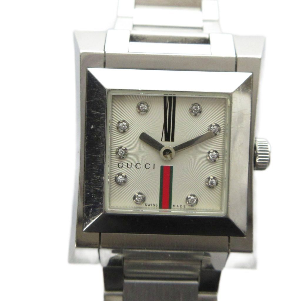 Gucci Watch Quartz Sherry Line Roman Diamond Square Silver