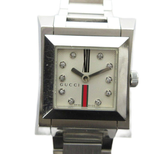 Gucci Watch Quartz Sherry Line Roman Diamond Square Silver