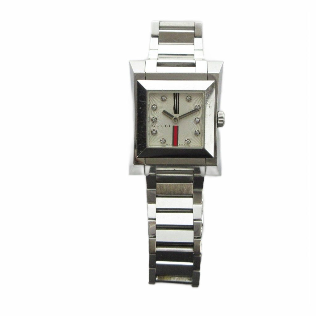 Gucci Watch Quartz Sherry Line Roman Diamond Square Silver — view 2