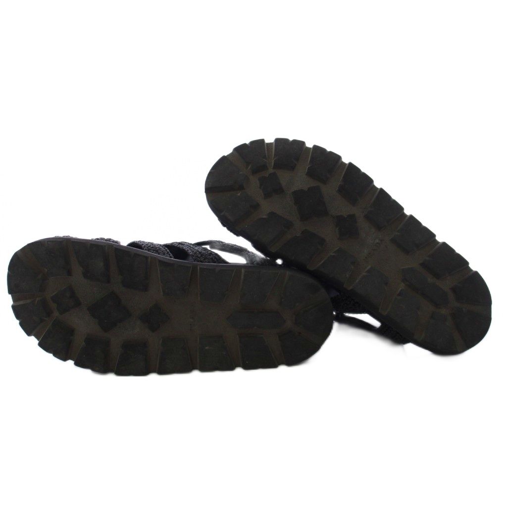 Prada Triangle Logo Raffia Monolith Crochet Cage Sandals 7.5 Black — view 6