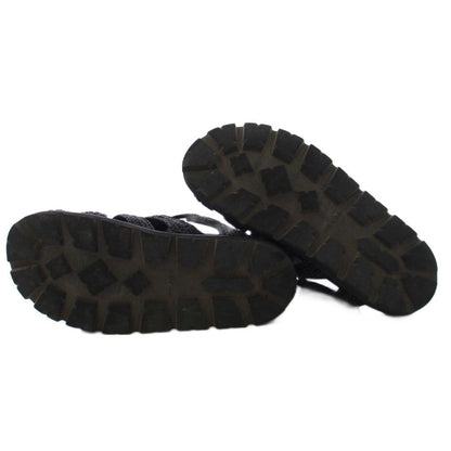 Prada Triangle Logo Raffia Monolith Crochet Cage Sandals 7.5 Black — view 6