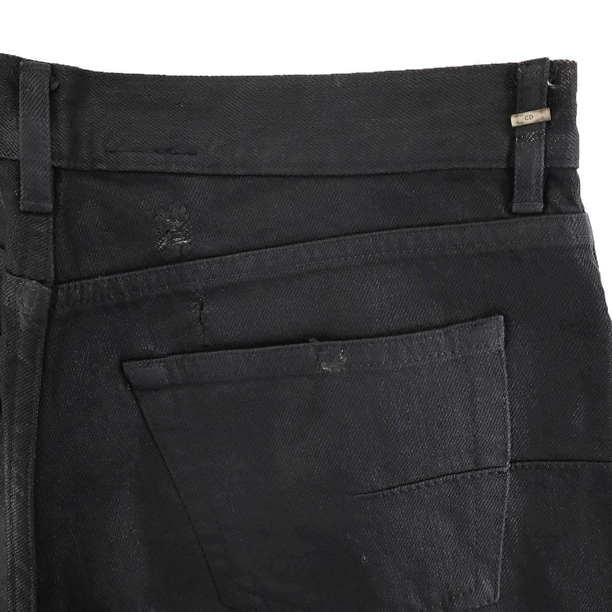 Dior Homme Strip Destroyed Jeans Denim Pants Black 29 — view 8