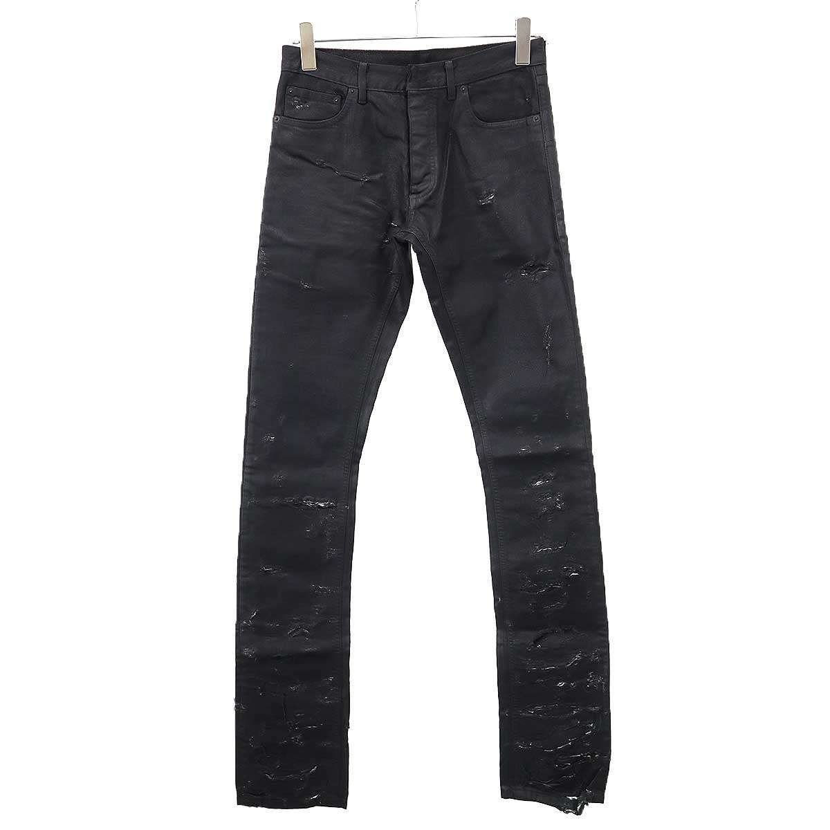 Dior Homme Strip Destroyed Jeans Denim Pants Black 29