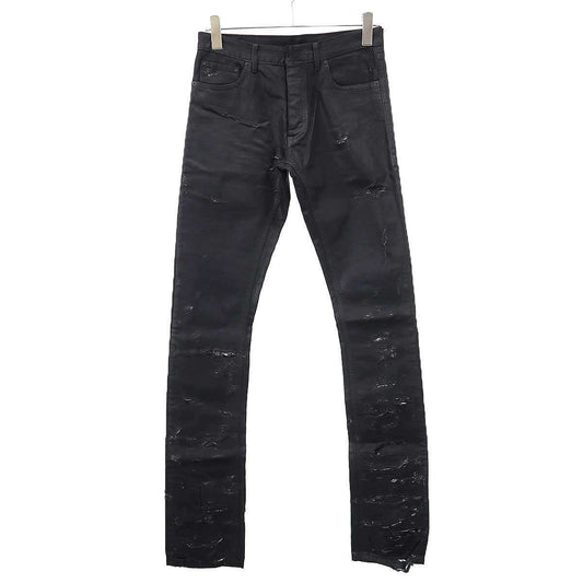 Dior Homme Strip Destroyed Jeans Denim Pants Black 29