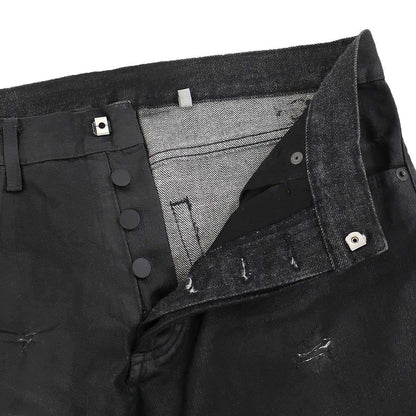 Dior Homme Strip Destroyed Jeans Denim Pants Black 29 — view 4