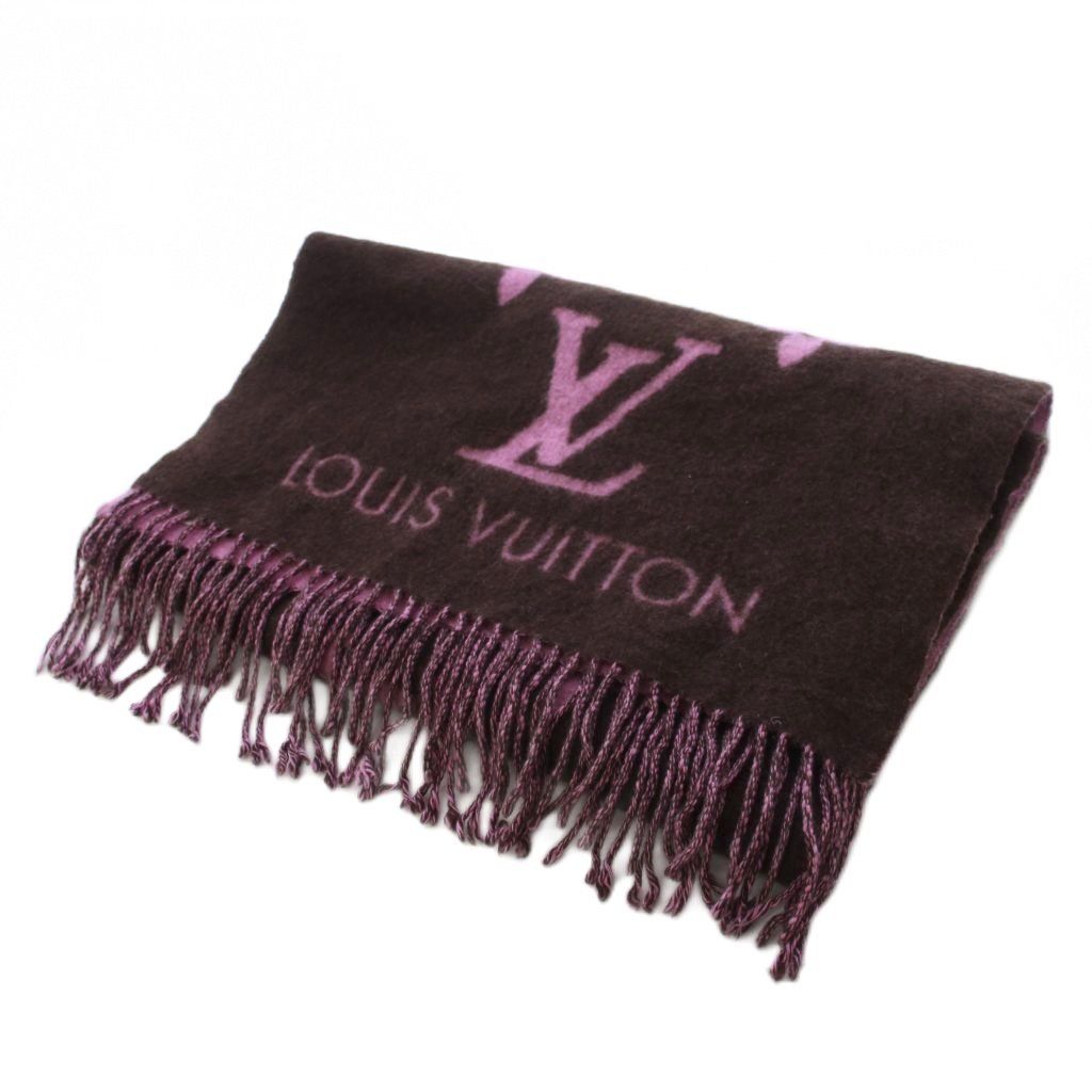 Louis Vuitton Monogram Echarpe Reykjavik Scarf Cashmere Brown Pink KH — view 2