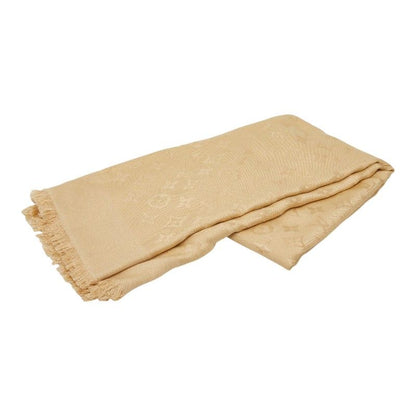 Louis Vuitton Monogram Large Shawl Beige Silk Wool Scarf — view 2