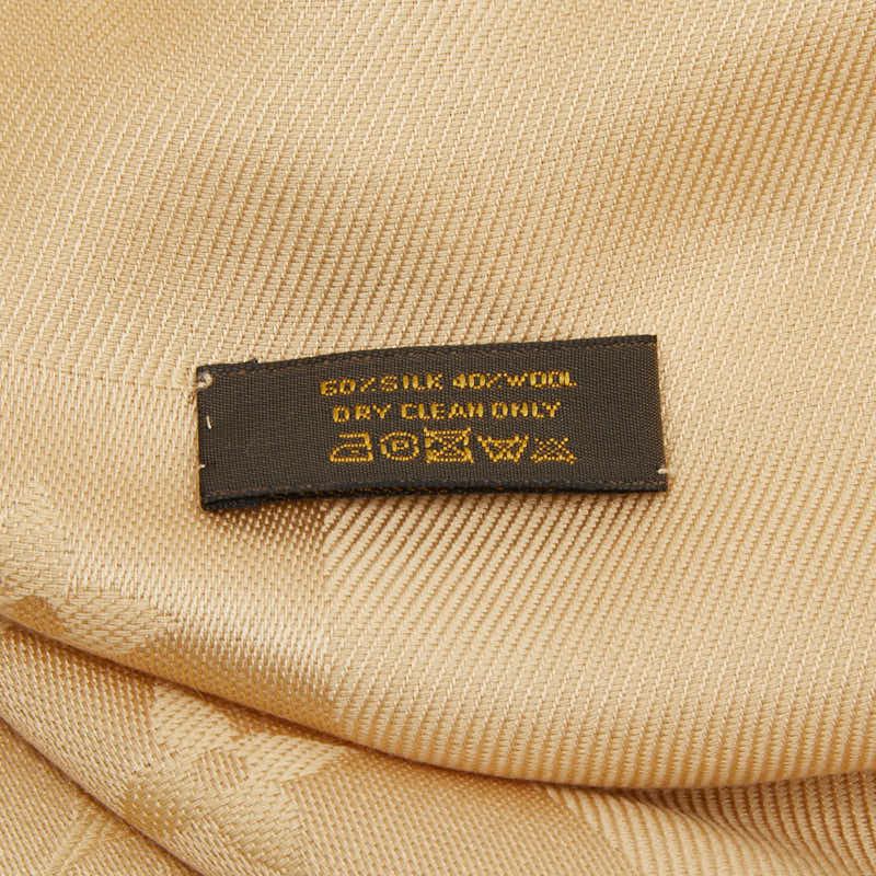 Louis Vuitton Monogram Large Shawl Beige Silk Wool Scarf — view 6