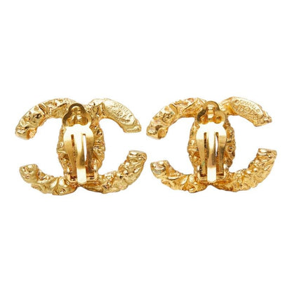 Chanel CC Logo Lava Vintage Earrings Gold Plated — view 3