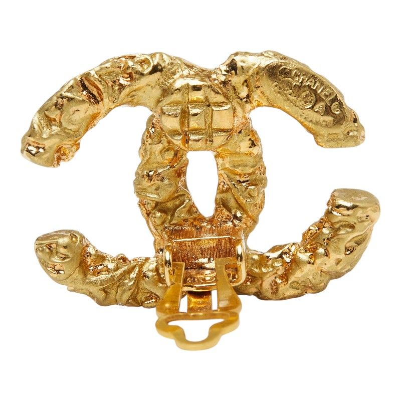 Chanel CC Logo Lava Vintage Earrings Gold Plated — view 4