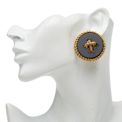 Chanel Vintage Chain Earrings Gold Black Plated — view 5